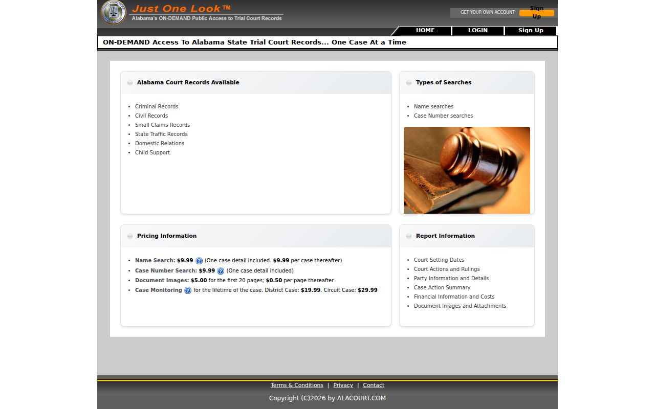 Prattville resident lookup through Alabama Just One Look court access