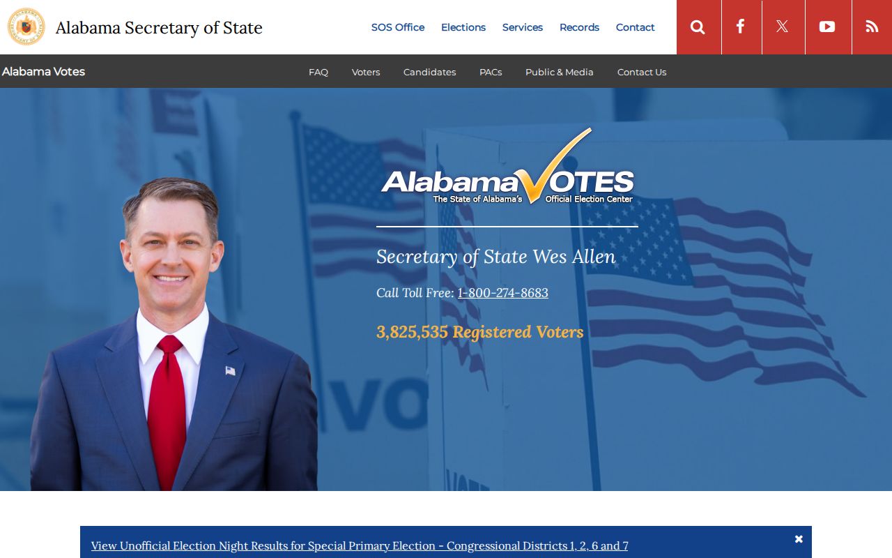 Prattville ZIP code directory source showing Alabama voter services
