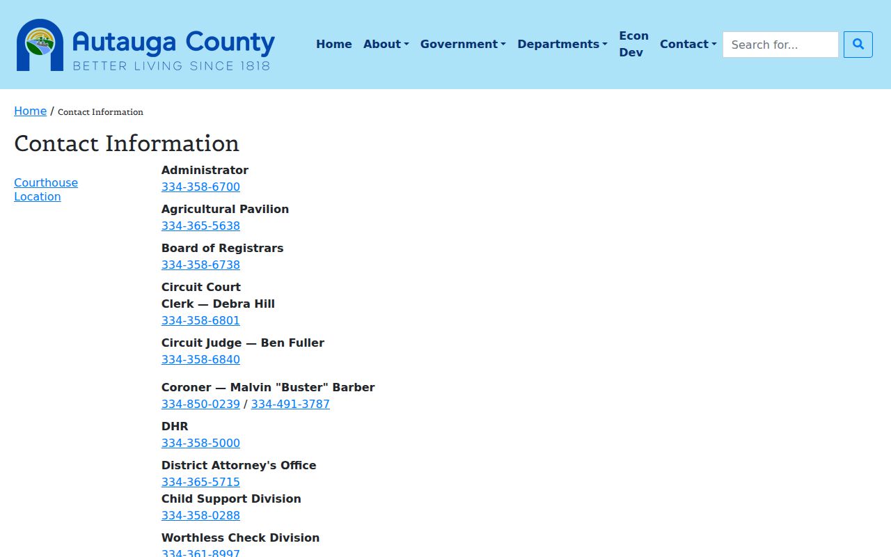 Prattville ZIP code directory source showing Autauga County records offices
